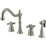 Belirtilmemiş Kingston Brass KS1798AXBS Heritage Yaygın Mutfak Musluğu, Saplı ve Pirinç Püskürtücü, Fırçalanmış N