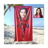 Belirtilmemiş Kişiye Özel Karikatür Fotoğraflı Kahraman Mikrofiber Plaj ve Spor Havlusu 1 Adet Düz Desen - 80 x 140 cm - Beyaz