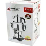 Belirtilmemiş Klasik Çay Seti=demlik - Su Kazani Elektrikli Semaver 60 Bardak 6lt - Tek Musluk 1500W Gizli Rezist