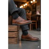 Belirtilmemiş Klasik Erkek Ortopedik Kaymaz Taban Ithal Deri Oxfords Tarzı Günlük Ayakkabı - 00Taba
