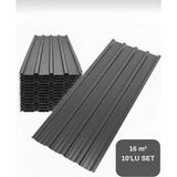 Belirtilmemiş Konsep Galvanizli Trapez Çatı Kaplama Sacı – 2 Metre (10 Adet-Su Geçirmez ve Paslanmaz Metal Sac) - Antrasit - Gri - 200 CM X 86 CM