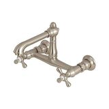 Belirtilmemiş KS7248AX Country 20,32 cm Merkez Duvara Monte Gemi Lavabo Musluğu, Fırçalanmış Nikel, 6-5/8" Ağız E