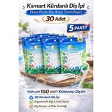 Belirtilmemiş Ksmart Kürdanlı Diş Ipi 30 Adet Floss Picks Diş Arası Temizleyici 5 Paket - (ClearEyelets)Black-RadiantOrchid