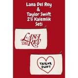Belirtilmemiş Lana Del Rey ve Taylor Swift 2'li Makyaj Çantası Avantaj Seti, Kalemlik, Cüzdan, Bez Çanta
