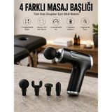 Belirtilmemiş Masaj Tabancası 4 Başlıklı Kas ve Vücut Ağrıları Için Şarjlı Darbeli - Lisinya - 00-Siyah - Beyaz