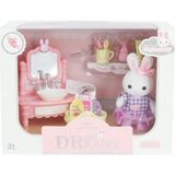Belirtilmemiş Mega Oyuncak 6621 5 Bay Dream Mini Tavşan Lavabo Seti Oyuncak Figür Banyo Aksesuarları 3 Yaş Üzeri