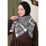 Belirtilmemiş Pamuklu Puşi , Poşu, Kefiye Beyaz Şal 100X100 AYN24014 - Beyaz - Siyah - 100 x 100
