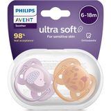 Belirtilmemiş Philips Avent Ultra Soft Emzik, Kız Bebekler Için 6‑18 Ay, 2’li Paket, Ortodontik Silikon, Flexifit
