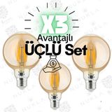 Belirtilmemiş Rustik Ampül, Dekoratif Aydınlatma G-95 Ampül, 3'lü Set - Sarı