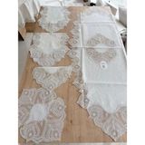 Belirtilmemiş Salon Takımı Çeyizlik Krem Runner Set 5 Parça Keten Ranır Masa Konsol Sehpa Örtüsü Kartanesi - 0,6 x 19 x 29 cm - 001-Renkli