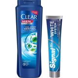 Belirtilmemiş Signal White System Macunu 2 Haftada Daha Beyaz Dişler 75 ml X2 + Clear Men Kepeğe Kar