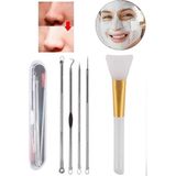 Belirtilmemiş Siyah Nokta Temizleyici Fırçası Peeling 4 Parça Sivilce Akne Komedon Maske Fırçası 3'lü Kaş Usturası