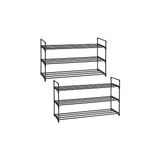 Belirtilmemiş Songmics 3 Katlı Ayakkabı Rafı, Ayakkabı Saklama Düzenleyici, 2'li Set, Metal Saklama Rafı, 30 x 92