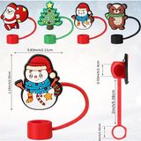 Belirtilmemiş Stanley Termos Uyumlu Stanley 1 Adet 10 mm Stanley Için Silikon Pipet Tıpası Kapağı Şekilli Yılbaşı Pipet Tıpası Noel