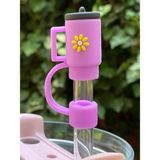 Belirtilmemiş Stanley Termos Uyumlu Stanley 1 Adet Renkli 10 mm Için Pipet Tıpası Çiçekli Pipet Kapağı Quencher Pipet Tıpası 40 Oz ve 30 Oz Uyumlu - Mor