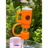 Belirtilmemiş Stanley Termos Uyumlu Stanley 1 Adet Renkli 10 mm Için Pipet Tıpası Çiçekli Pipet Kapağı Quencher Pipet Tıpası 40 Oz ve 30 Oz Uyumlu - Turuncu