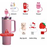 Belirtilmemiş Stanley Termos Uyumlu Stanley Quencher ve Pipetli Termos Uyumlu Silikon Pipet Tıpası Kapağı Stanleypipet Tıpası 2 Adet - Çok Renkli