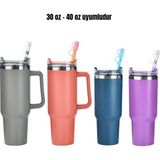 Belirtilmemiş Stanley Termos UyumluTermos Şekilli Pipet Koruyucu 2 Adet Termos Şeklinde Pipet Koruyucu Silikon Pipet Tıpası - Beyaz - Gri