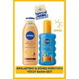 Belirtilmemiş Sun SPF50 Güneş Koruyucu Bronzluk Vücut Spreyi 200ML, Q10 Bronzlaştırıcı Losyon 250ML, Çanta Hediye