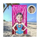 Belirtilmemiş Süper Annem Karikatürlü Plaj Havlusu Mikrofiber 1 Adet Düz Desen ile Eğlenceli - 80 x 140 cm - Mavi