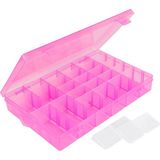 Belirtilmemiş Tırnak Konteyneri, Parlak Pembe 36 Gird Plastik Nail Organizatörleri Ayarlanabilir