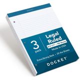Belirtilmemiş Tops Docket Yazı Pedleri, 8-1/2" x 11-3/4", Yasal Kural, Beyaz Kağıt, 3 Delikli Delikli, 100 Yaprak - --
