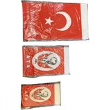 Belirtilmemiş Türk Bayrağı ve Atatürk Ipli Bayrak Seti 3'lü Paket Büyük Orta Küçük Boy Kırmızı