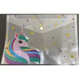 Belirtilmemiş Unicorn Desenli Yıldız ve Ponponlu Şeffaf Dosya - Renkliatlı Okul Kırtasiye Ürünü