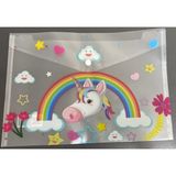 Belirtilmemiş Unicorn Gökkuşağı Desenli Şeffaf Kapaklı Dosya - Unicorn Temalı Kırtasiye Ürünü