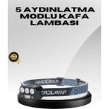 Belirtilmemiş USB Şarjlı LED Kafa Lambası 300 Lümen Güç Göstergeli