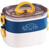 Belirtilmemiş Vagonlife 1200 ml Iki Kat Üç Bölme Paslanmaz Çelik Bento Lunch Box Yeni Nesil Sefer Tası-Çatallıkaş