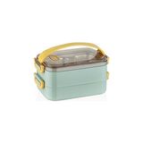 Belirtilmemiş Vagonlife Bento Lunch Box Ofis-Okul Için Yeni Nesil Sefer Tası 2 Kat Taşıma Kulplu Çelik FF367 Yeşi