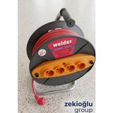 Belirtilmemiş Welder Makaralı Seyyar Uzatma Kablosu 3x1,5 mm 40 Metre Kablo Elektrik Uzatma Makarası 4 Girişli - Beyaz