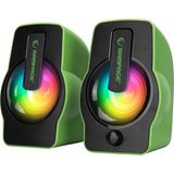 Belirtilmemiş Yeşil - Rgb Işikli 1+1 Hoparlör Speakaer Set USB Kablo 2.0 Multimedya - 6W (5047) - Yeşil