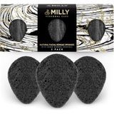 Belirtilmemiş Yüz Konjac Süngeri, Tamamen Doğal Tekrar Kullanılabilir, 3'lü Paket, Aktif Bambu Kömürü Ile, Tüm