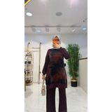 BELİS WEAR AYŞE AKAY İPEK CUBRA DESENLİ ALT ÜST TESETTÜR TAKIM