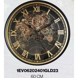 Belissa Beliza 60 cm Metal Gövdeli Akar Saniyeli Çark Mekanizmalı Duvar Saati