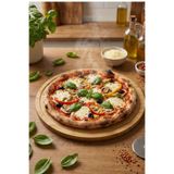 belivano 32 Cm Doğal Bambu Yuvarlak Kesme Tahtası, Sunum, Pizza ve Steak Tabağı