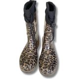 Belix Kadın Konçlu Peluşlu Yağmur Çizmesi Leopar Desenli Dayanıklı Malzeme 36-40 Numaralı