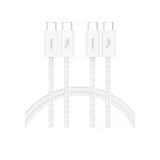 Belkin 2 Li 60W Usb-C To Usb-C Yumuşak Esnek Ve Hızlı Şarj Kablosu Örgülü Beyaz 1.5Metre