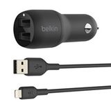 Belkin 24 W Hızlı Araç Şarj Cihazı 2 Port USB Siyah+Type-C Kablo