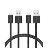 Belkin 2'li Örgülü USB-A - Lightning Kablo, 1,5 m, Yumuşak, Esnek ve Hızlı Şarj Kablosu, iPhone 14 ve Önceki Modeller, 9. Nesil iPad ve AirPods ile Uyumlu, Siyah