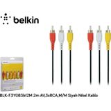 Belkin 2m AV,3xRCA,M/M Siyah Nikel Kablo f3y083bf2m