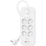 Belkin 6'lı Çoklu Priz, Yüksek Gerilim Korumalı, Duvara Montaj, 6 Priz, 2 M Güç Kablosu, Yeşil Işıkl