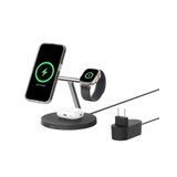 Belkin BoostCharge 3'ü 1 Arada Qi2 şarj cihazı, MagSafe uyumlu kablosuz şarj istasyonu, Apple iPhone 16 Serisi, Apple Watch, Kaymaz Tabanlı AirPods için Qi2 Kablosuz Şarj Aleti, PSU Dahil - Siyah