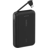 Belkin Boostcharge Powerbank, Entegre Type-C Kablolu 10K Pd 20W, Mavi - Siyah