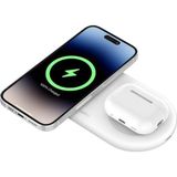 Belkin BoostCharge Pro 2'si 1 arada kablosuz şarj istasyonu, AirPods ve MagSafe özellikli Beyaz