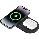 Belkin BoostCharge Pro 2'si 1 arada kablosuz şarj istasyonu, AirPods ve MagSafe özellikli cihazlarla uyumlu Siyah