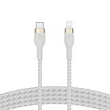 Belkin BoostCharge Pro Flex örgülü USB-C/Lightning kablosu, 1 m, MFI sertifikalı, 20 W, hızlı şarj için, PD Power Delivery ile, iPhone 14/14 Plus, 13, 12, Pro, Max, Mini gibi cihazlar için – Beyaz