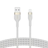 Belkin BoostCharge Pro Flex Örgülü USB Tip A - Yıldırım Kablosu (1M/3,3FT), MFi Sertifikalı Şarj Kablosu - Beyaz
